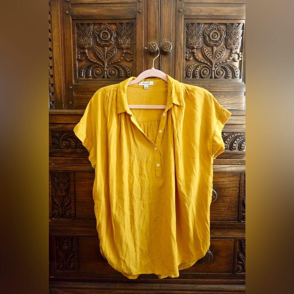 Madewell Yellow Polo Button Down Shirt Size Medium